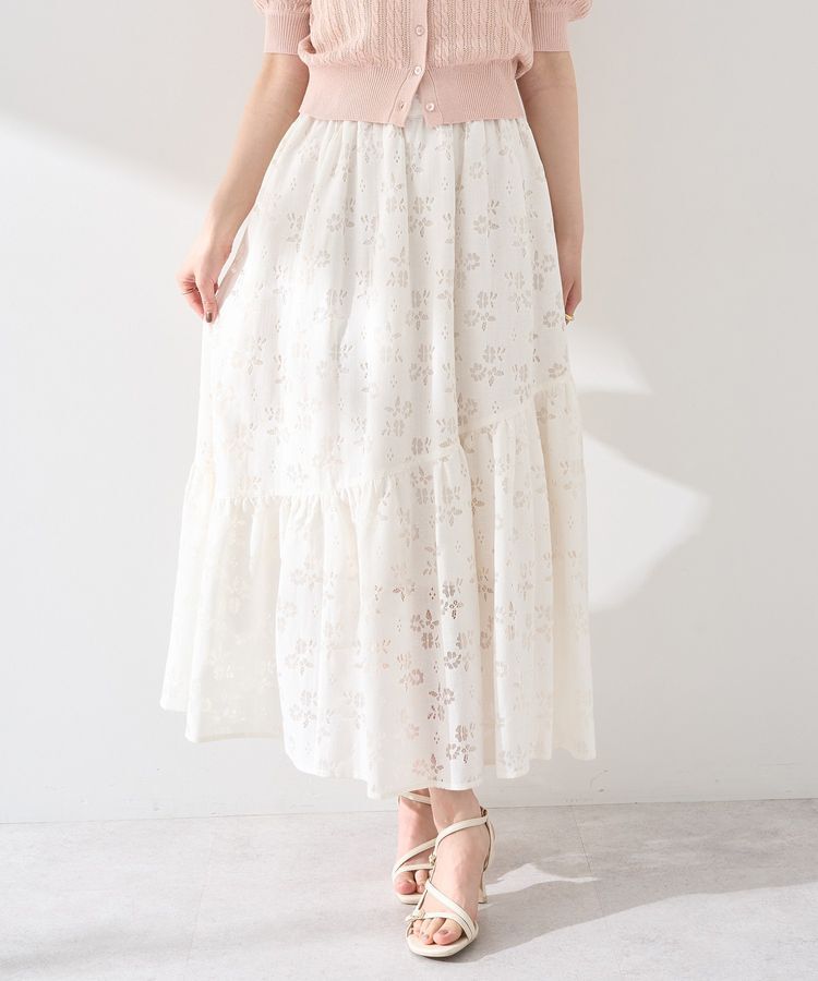 earth music&ecology「透かし花柄フレアスカート」|フレア|