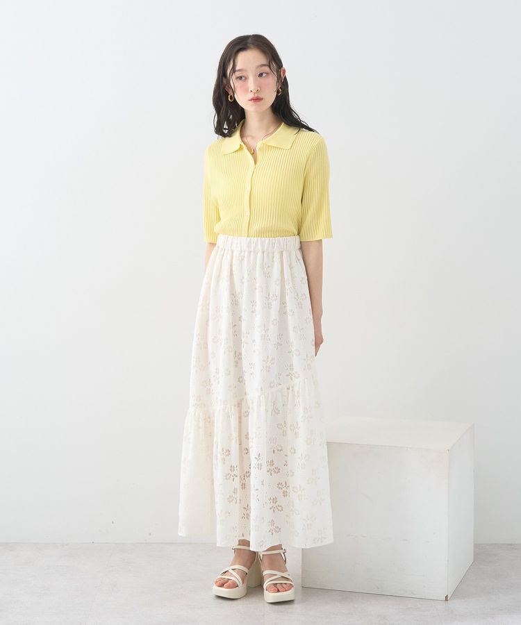 earth music&ecology「透かし花柄フレアスカート」|フレア|