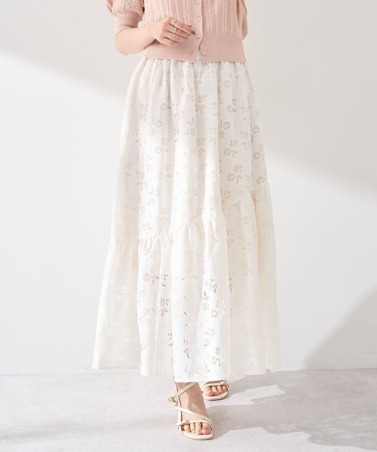 earth music&ecology「透かし花柄フレアスカート」|フレア|