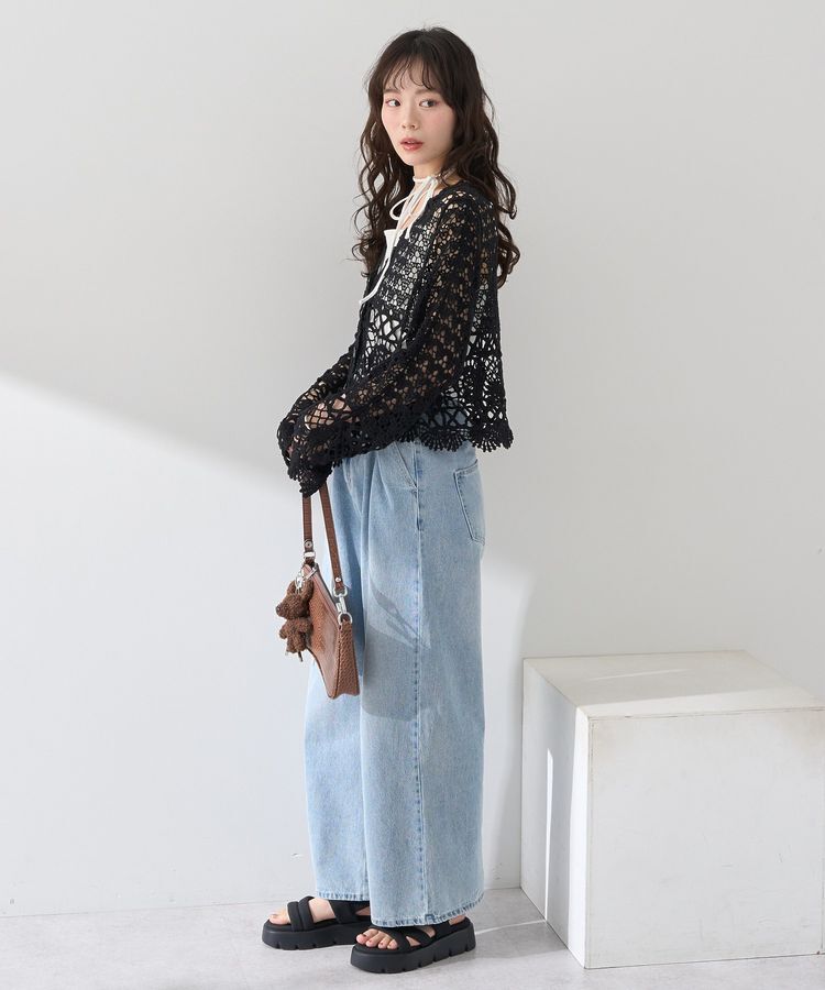 earth music&ecology「クロシェ風Vネックカーディガン」|カーディガン|