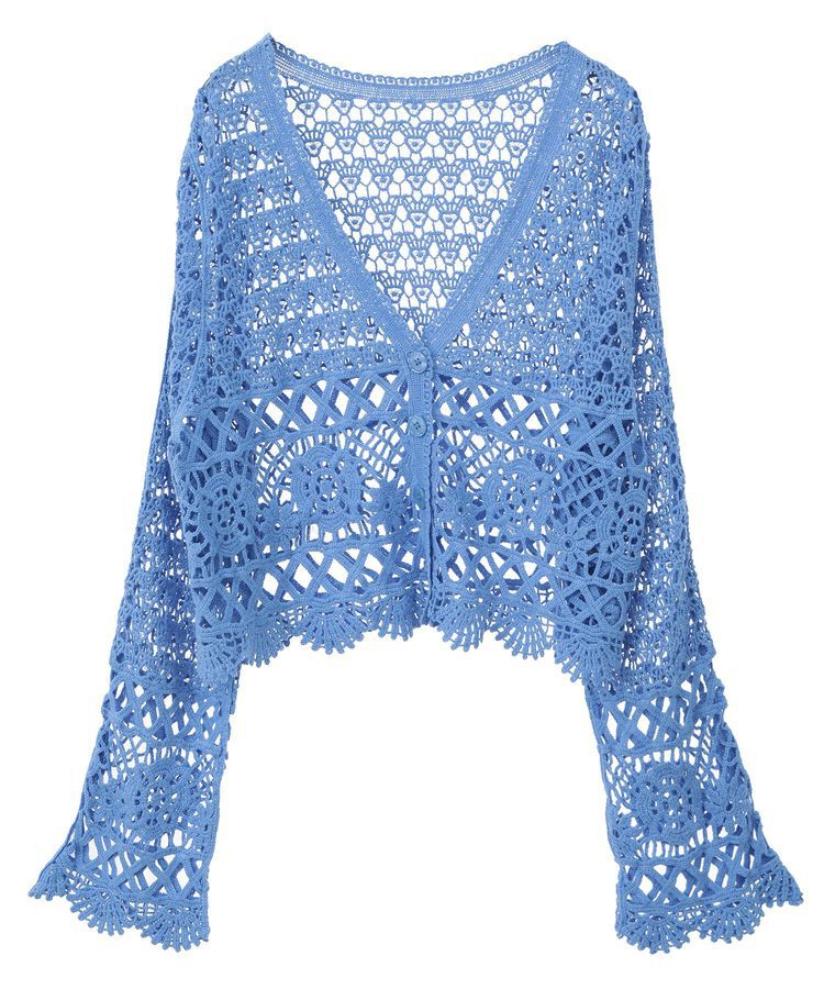 earth music&ecology「クロシェ風Vネックカーディガン」|カーディガン|