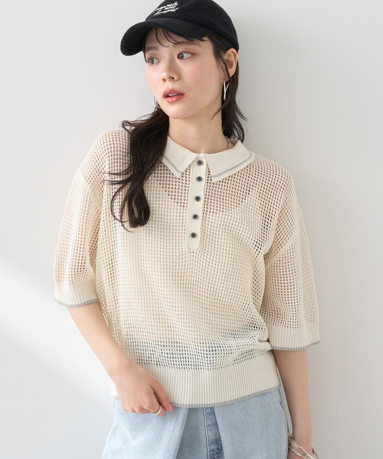 earth music&ecology「メッシュポロニットプルオーバー」|ニット・セーター|