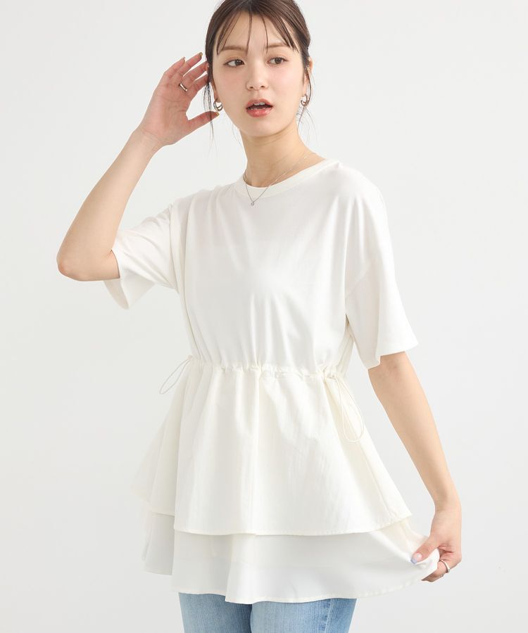 earth music&ecology「異素材ドッキングドロストチュニック」|チュニック|