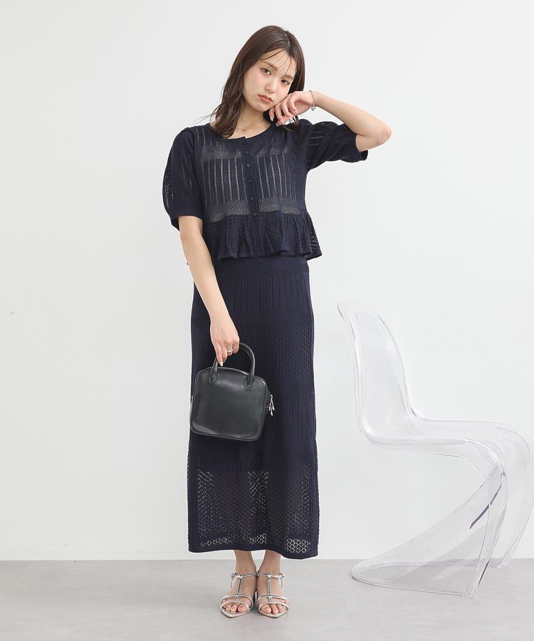 earth music&ecology「SET2点レース編みペプラムカーデ＋スカート」|スーツ|
