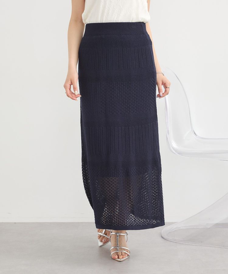 earth music&ecology「SET2点レース編みペプラムカーデ＋スカート」|スーツ|