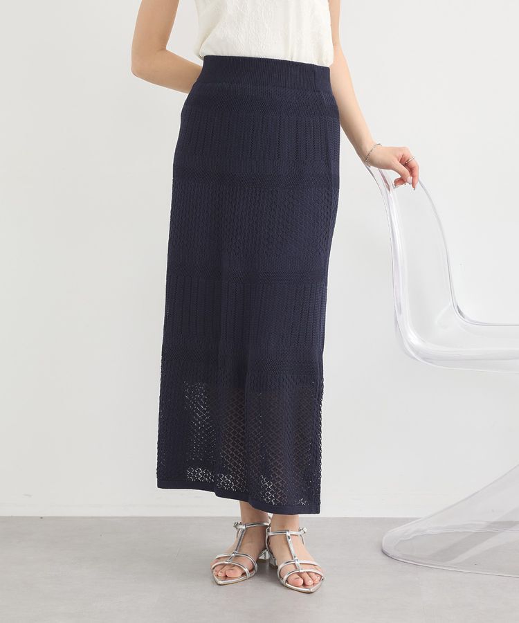 earth music&ecology「SET2点レース編みペプラムカーデ＋スカート」|スーツ|