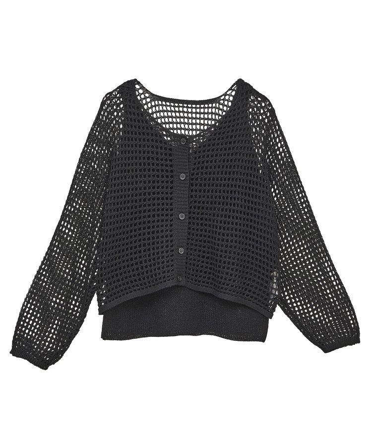 earth music&ecology「SET2点メッシュニットカーディガン＋ビスチェ」|カーディガン|Black