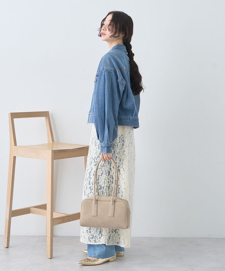 earth music&ecology「ショートジップデニムジャケット」|ブルゾン・スタジャン|