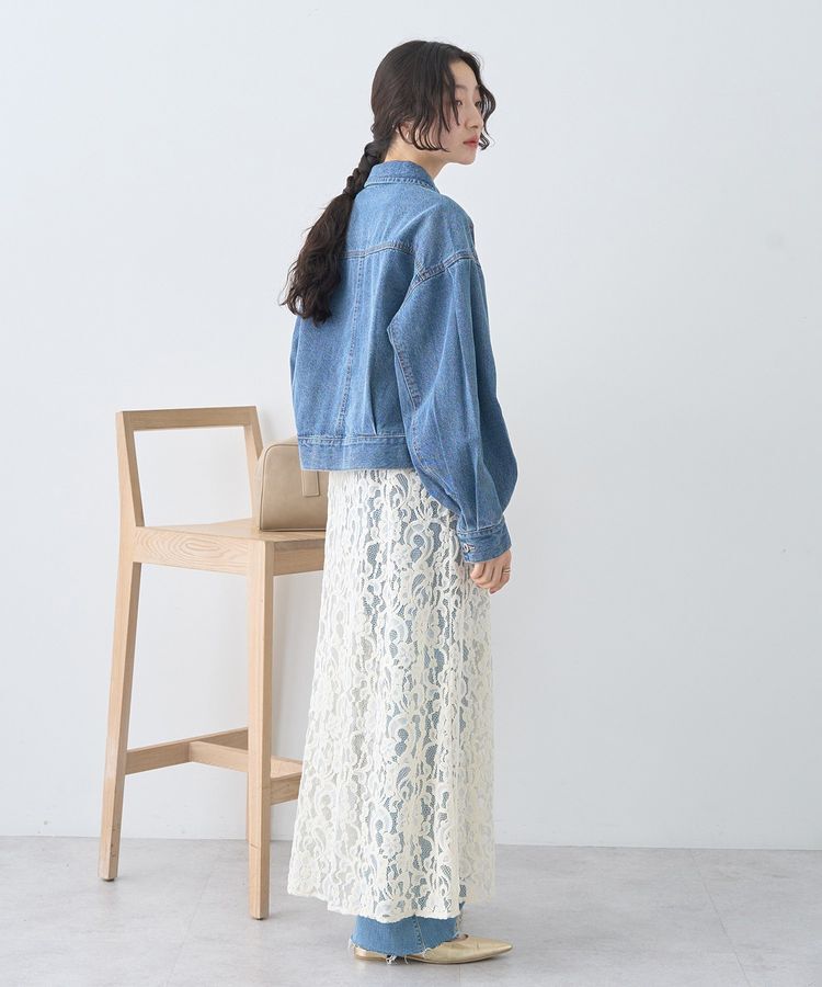 earth music&ecology「ショートジップデニムジャケット」|ブルゾン・スタジャン|