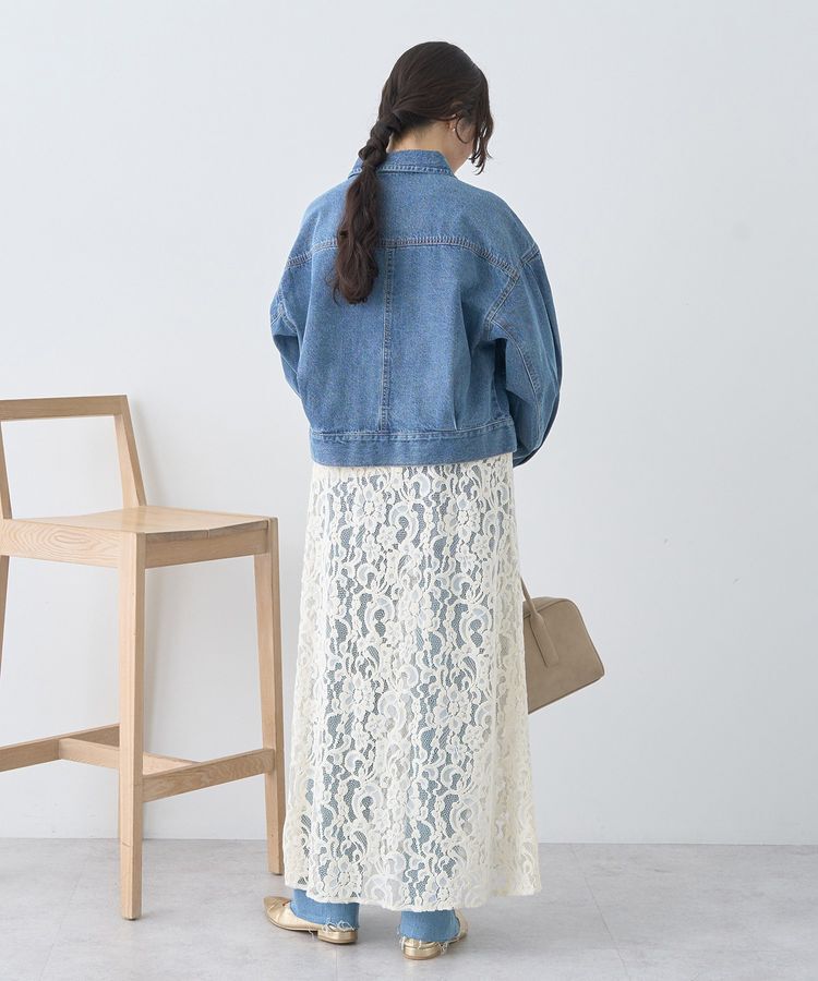 earth music&ecology「ショートジップデニムジャケット」|ブルゾン・スタジャン|