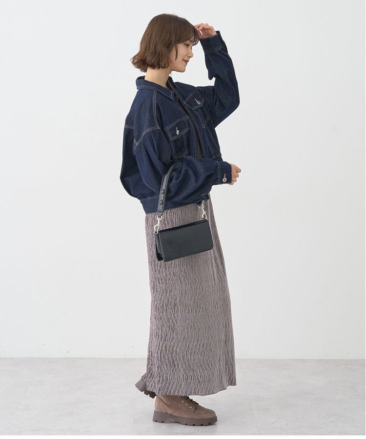 earth music&ecology「ショートジップデニムジャケット」|ブルゾン・スタジャン|