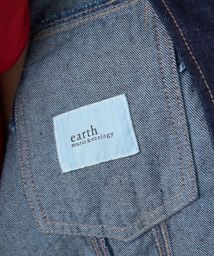 earth music&ecology「ショートジップデニムジャケット」|ブルゾン・スタジャン|
