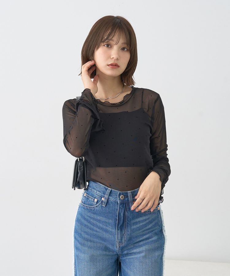 earth music&ecology「フロッキードットメロープルオーバー」|Tシャツ・カットソー|