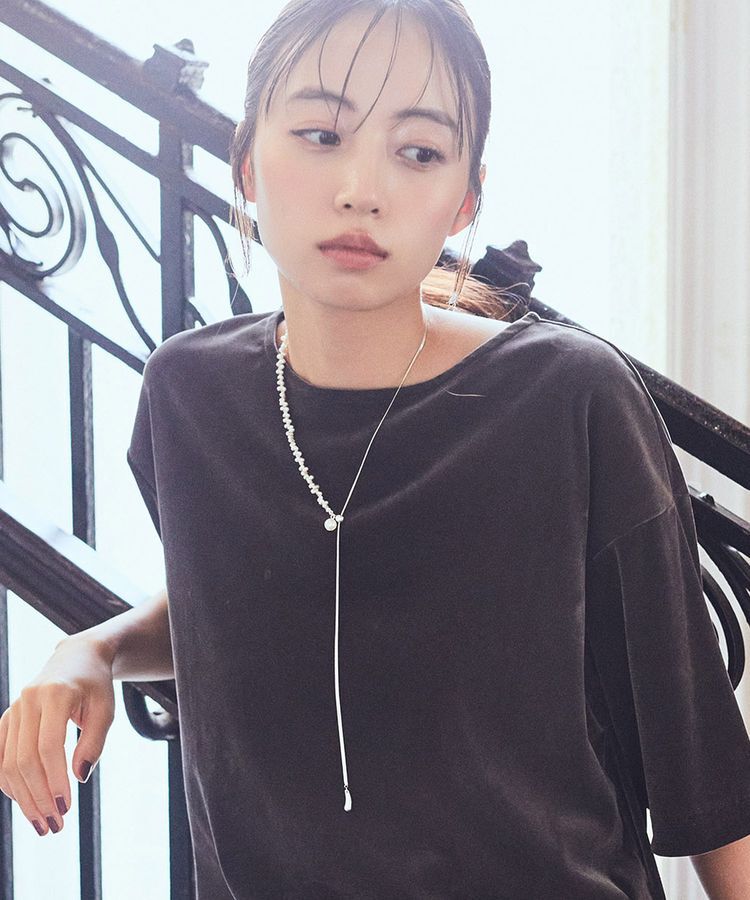 earth music&ecology「スネークチェーン&times;パールスライドロングネックレス」|ネックレス|