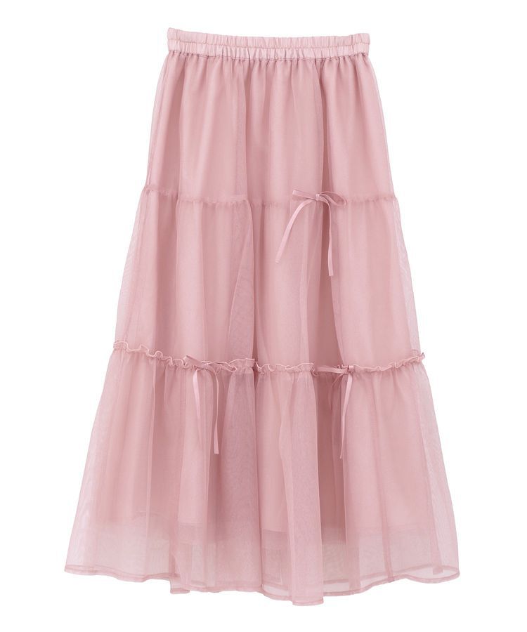 earth music&ecology「リボンチュールティアードスカート」|フレア|