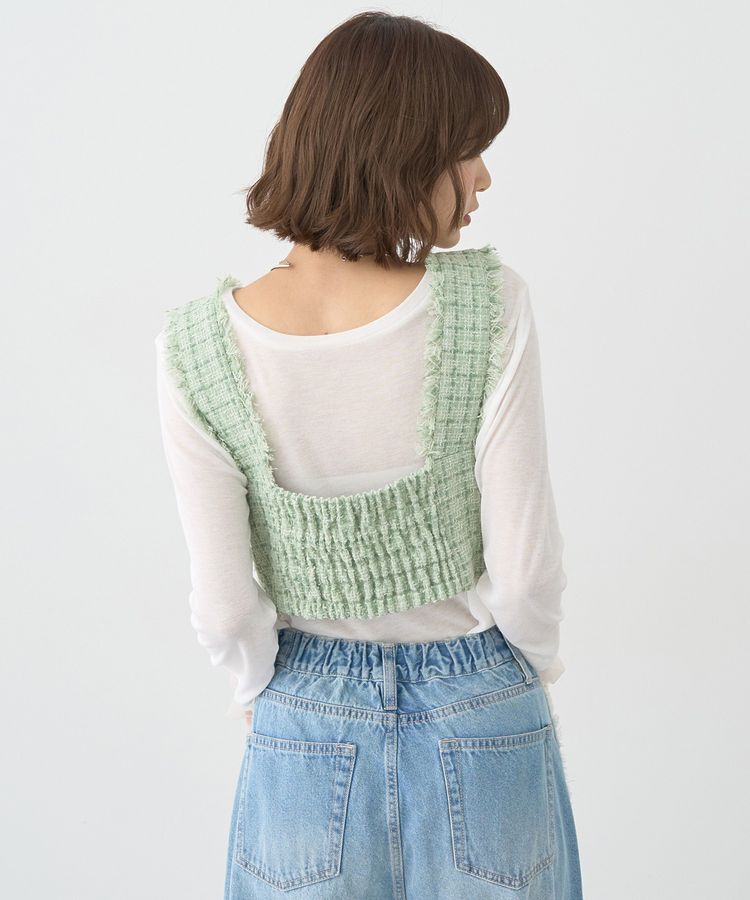 earth music&ecology「フリンジツイードビスチェ」|ベスト・ジレ|