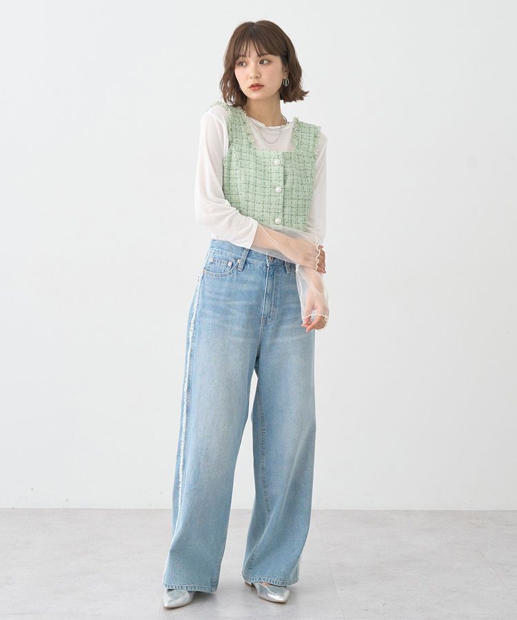 earth music&ecology「フリンジツイードビスチェ」|ベスト・ジレ|