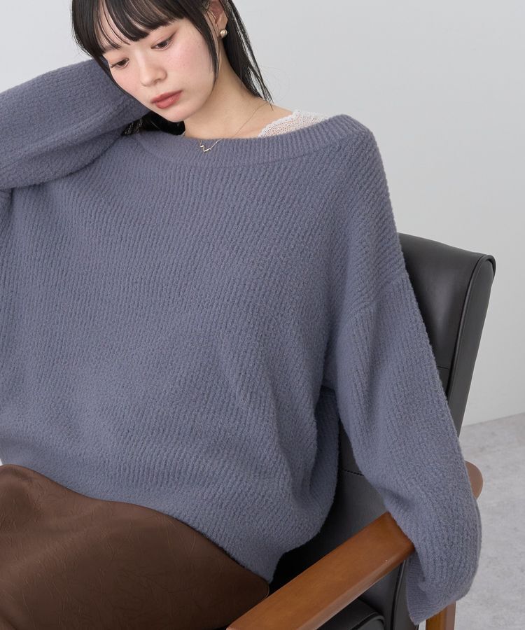 earth music&ecology「パウダーシャギー畦プルオーバー」|ニット・セーター|Charcoal Gray