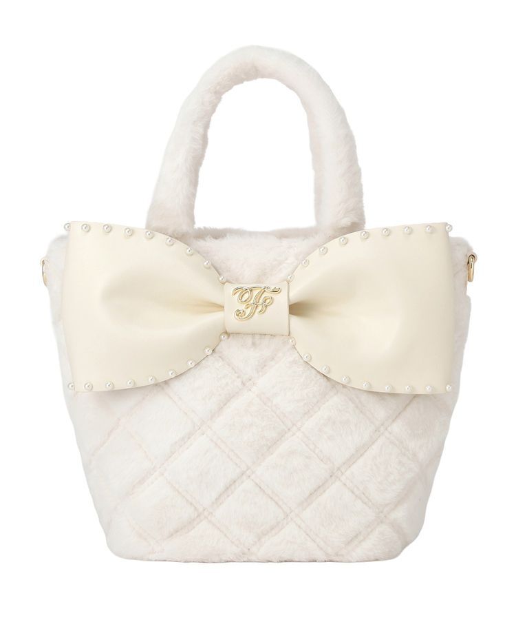 Maison de FLEUR「フェイクファーパールリボントートバッグ」|ハンドバッグ|