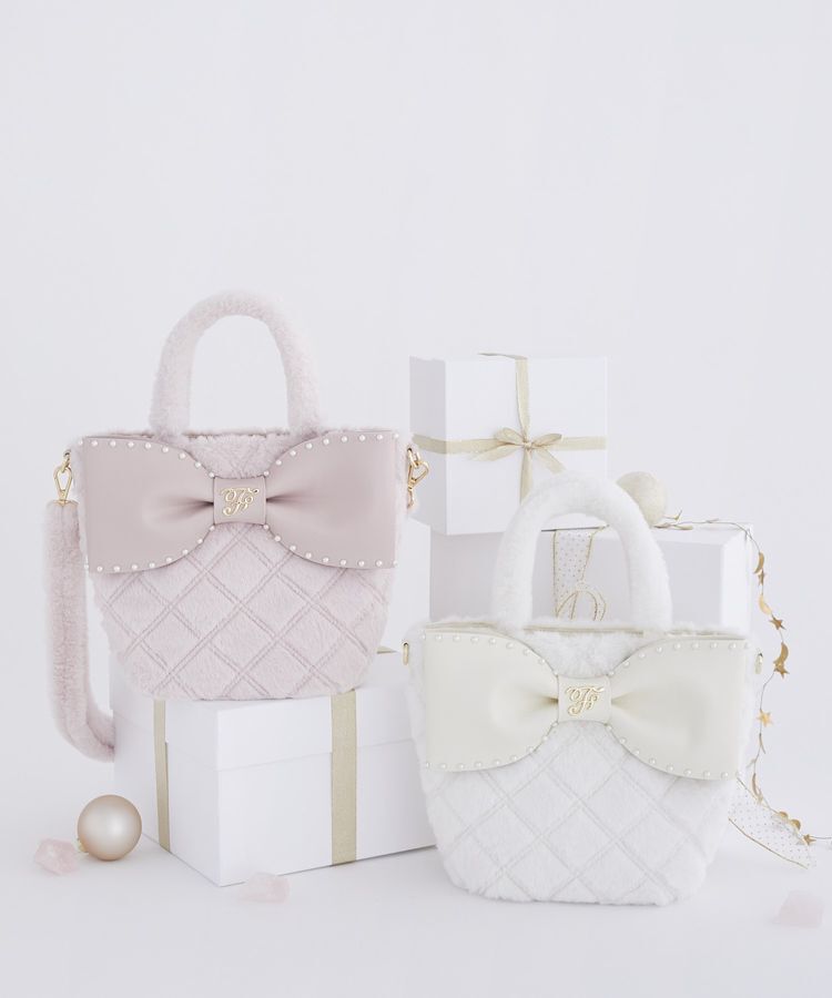 Maison de FLEUR「フェイクファーパールリボントートバッグ」|ハンドバッグ|