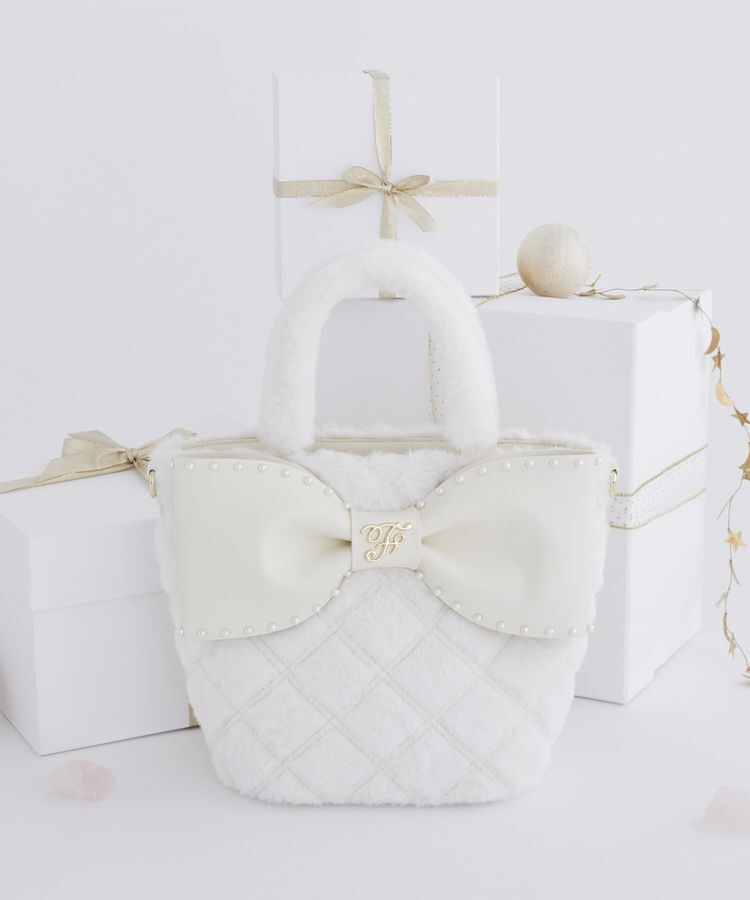 Maison de FLEUR「フェイクファーパールリボントートバッグ」|ハンドバッグ|
