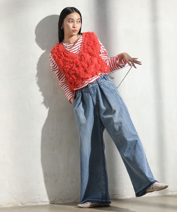 Green Parks「フリンジニットベスト」|ベスト・ジレ|