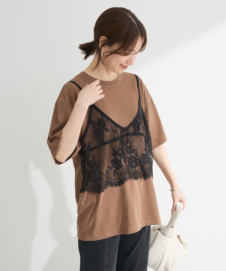 Green Parks「レースビスチェドッキングチュニック」|チュニック|Brown