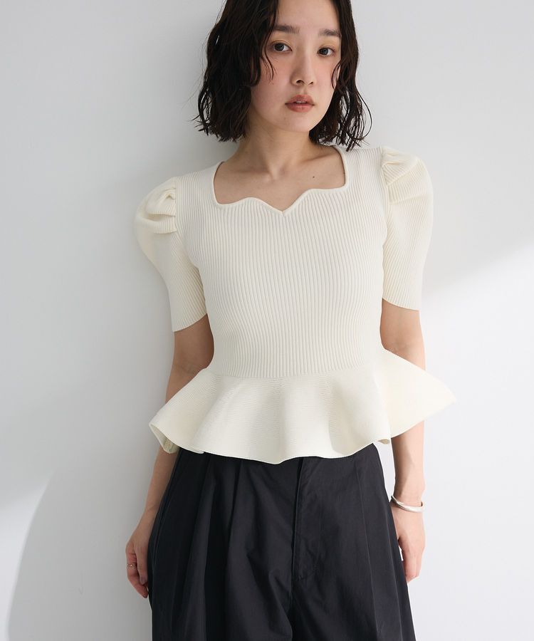 Green Parks「・swing by ハートネックペプラムニット」|ニット・セーター|