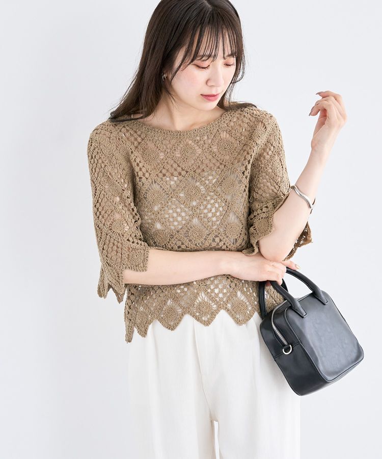 Green Parks「・SUGAR SPOON クロシェプルオーバー」|ニット・セーター|Gray Beige