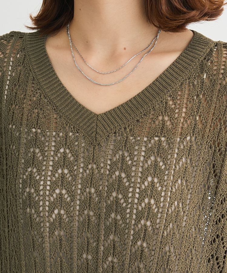 Green Parks「透かし編みニットチュニック」|チュニック|