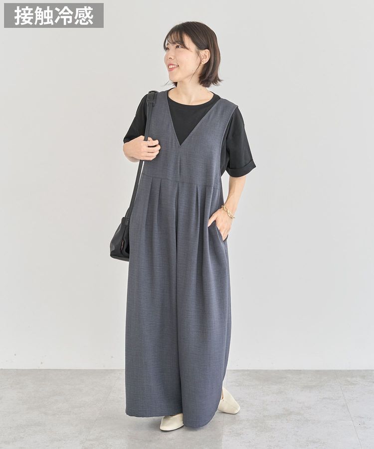 armonia「接触冷感麻調ゆったりサロペット」|オールインワン|Gray