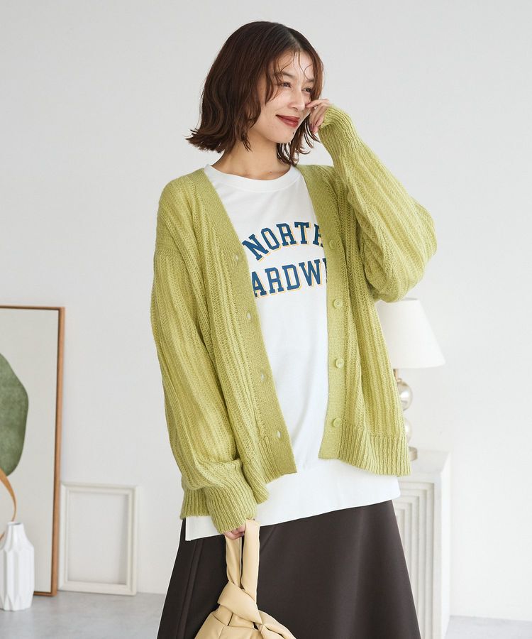 Green Parks「シアーニットVネックカーディガン」|カーディガン|