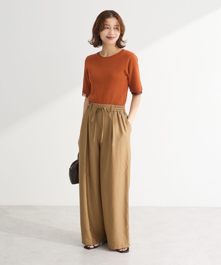 Green Parks「袖レイヤー5分袖ニットプルオーバー」|ニット・セーター|