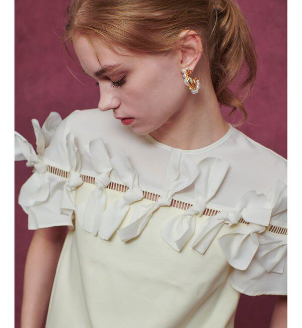 LOULOU WILLOUGHBY「【LOULOU WILLOUGHBY】ポイントリボンプルオーバー」|Tシャツ・カットソー|オフホワイト