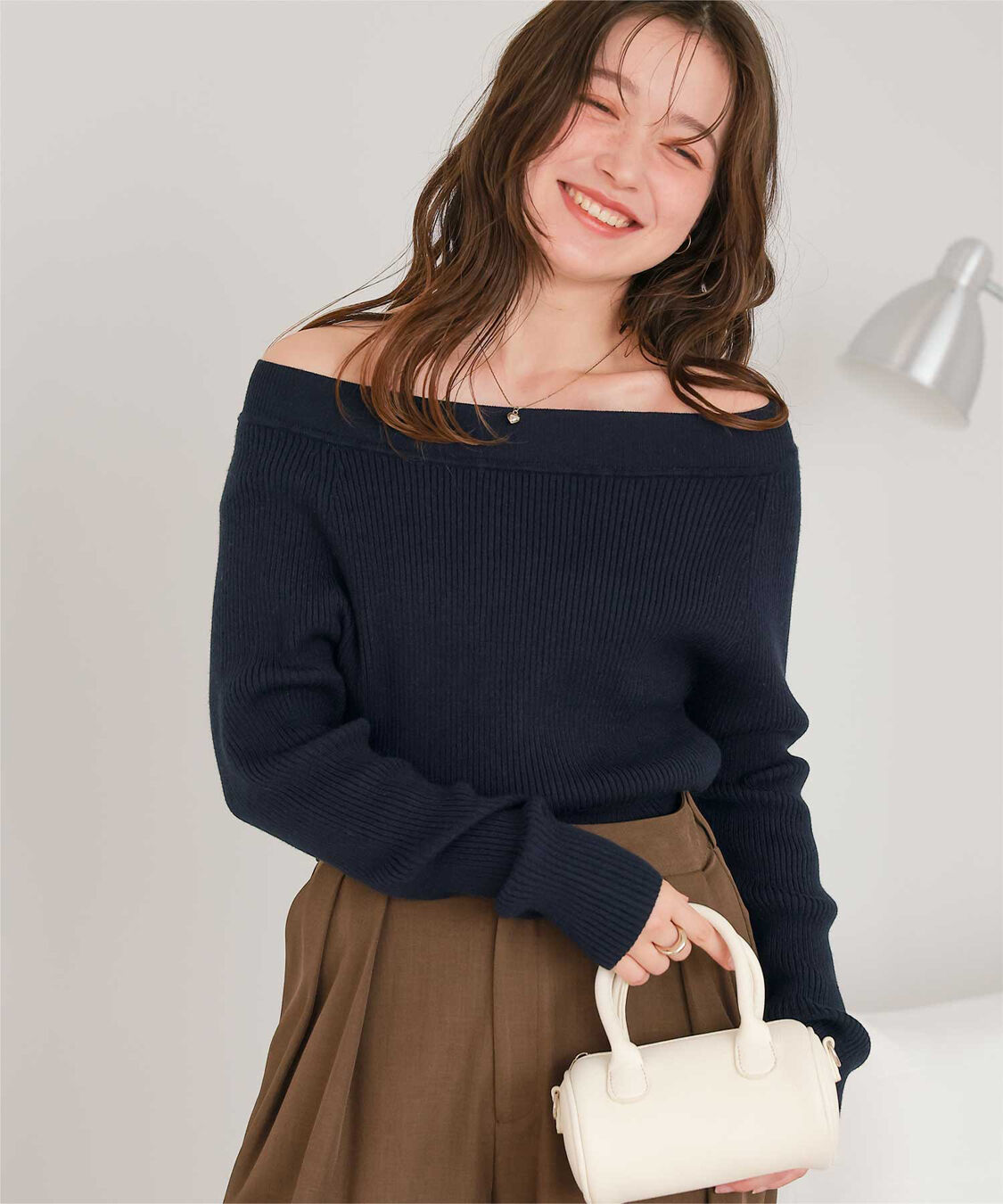 titivate「ウォッシャブルボートネックニット」|ニット・セーター|ネイビー