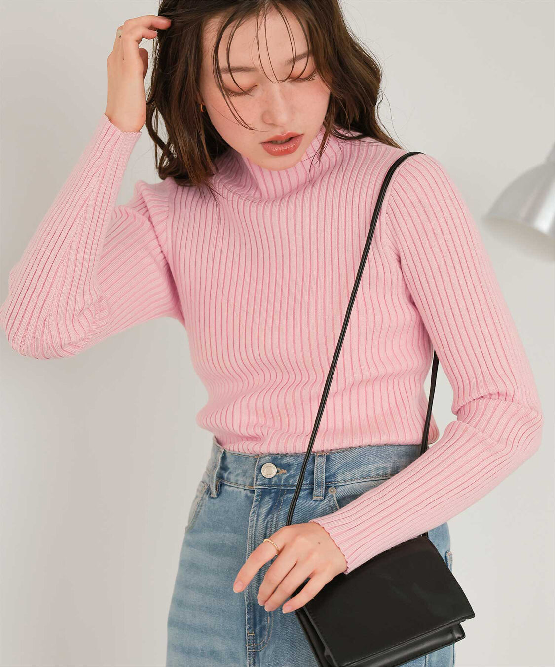 titivate「ウォッシャブルボトルネック配色デザインニット」|ニット・セーター|