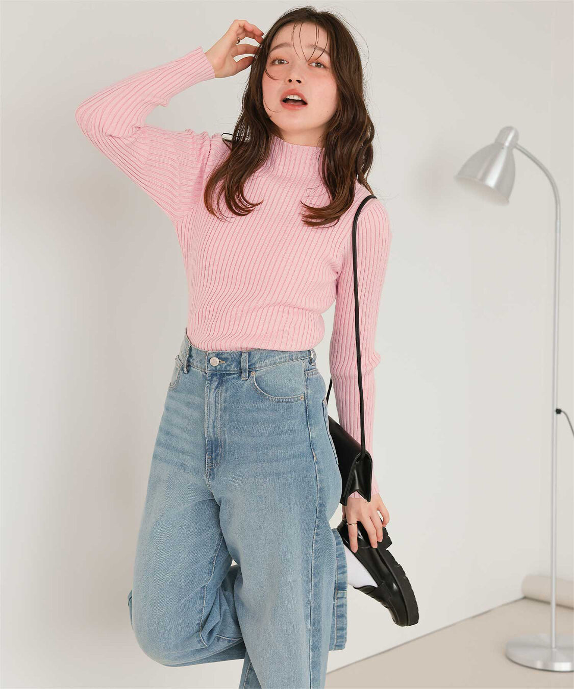 titivate「ウォッシャブルボトルネック配色デザインニット」|ニット・セーター|