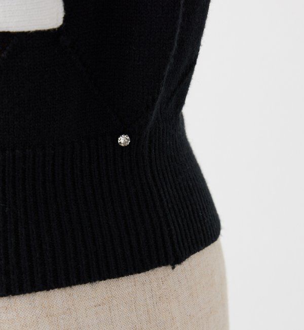  「配色ビジュー付ポロニット」|ニット・セーター|