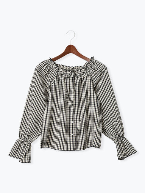 Te chichi TERRASSE「チェックスクエアネック2WAYブラウス《2025spring catalog item》」|シャツ・ブラウス|ブラック