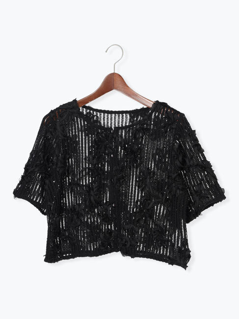 Te chichi TERRASSE「フラワーメッシュカーディガン」|シャツ・ブラウス|ブラック