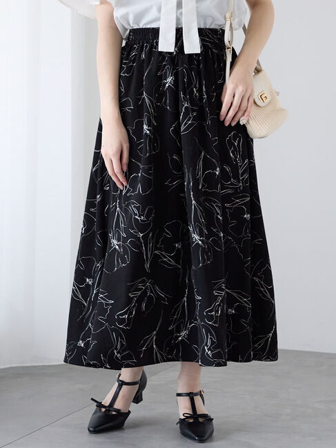 Te chichi TERRASSE「【選べる着丈】無地/柄アソートギャザースカート」|スカート|ブラック