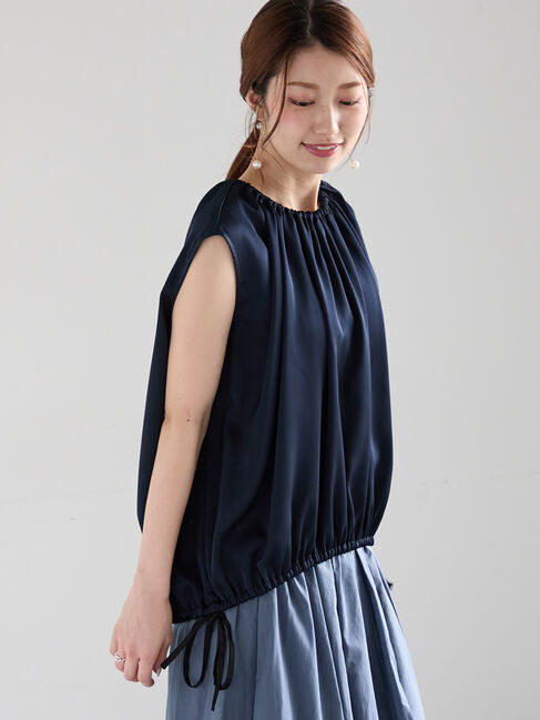 Te chichi「サテンサイドリボンブラウス」|シャツ・ブラウス|ネイビー