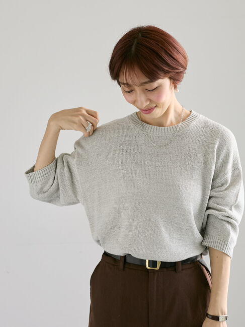 Lugnoncure「テープヤーンクルーネックニット」|ニット・セーター|グレー