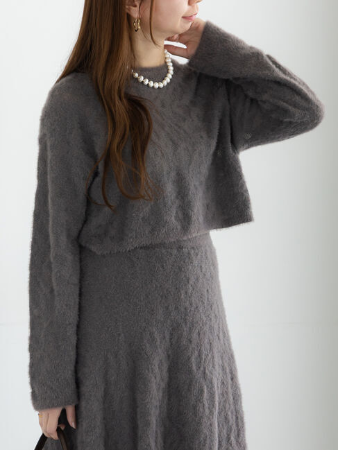 Te chichi「起毛レースニットプルオーバー（セットアップ可）《2025winter catalog item》」|ニット・セーター|チャコールグレー