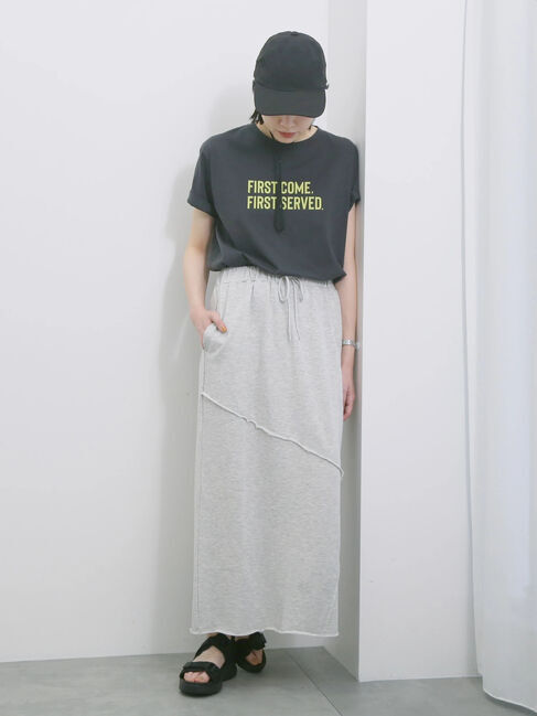 Samansa Mos2 blue「◎裏毛切替ナロースカート」|スカート|