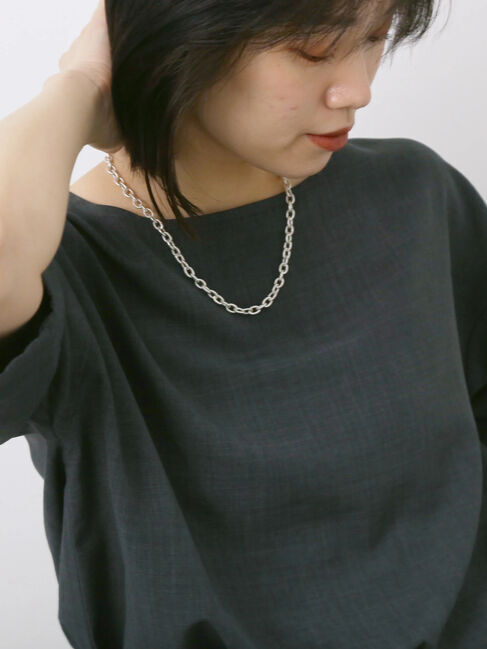 Samansa Mos2 blue「リネンタッチワイドブラウス」|シャツ・ブラウス|