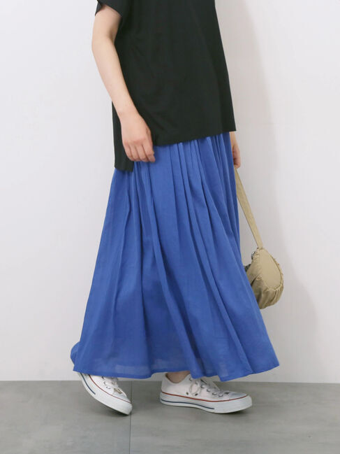 Samansa Mos2 blue「【Made in India】ボイルギャザースカート」|スカート|