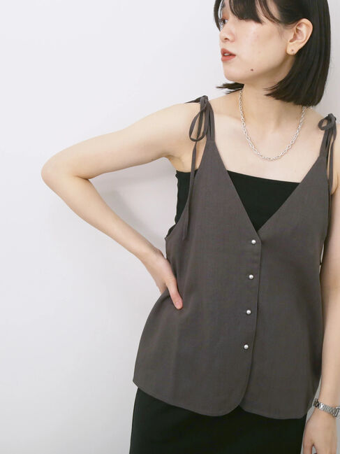 Samansa Mos2 blue「◎キャミソールジレ」|シャツ・ブラウス|チャコールグレー