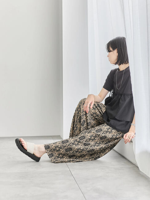 Samansa Mos2 blue「【接触冷感】ドッキングティアードプルオーバー」|Tシャツ・カットソー|