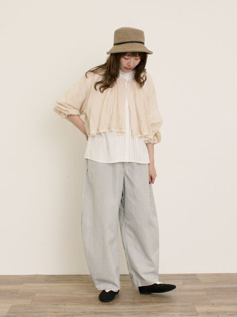 Samansa Mos2「【S/M/Lサイズ】刺繍デニム/ヒッコリーカーブパンツ」|その他|